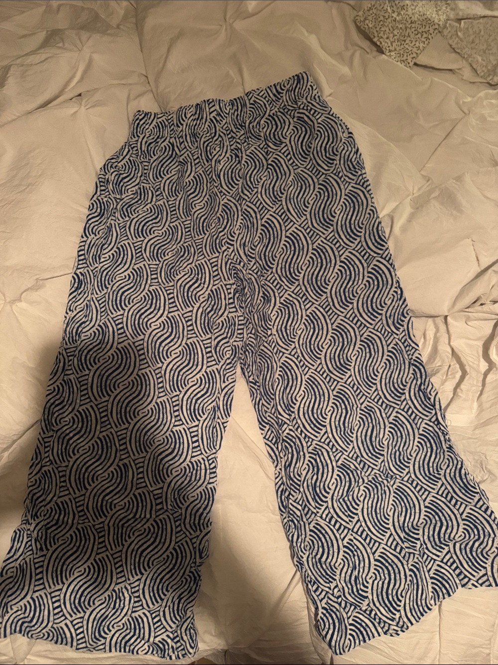 H&M Blue and White Wide Leg Pants